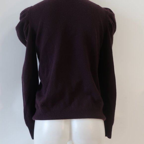 Womens Neiman Marcus Eggplant Puff Sleeve Pure Cashmere Sweater M - Picture 9 of 13